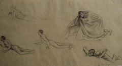 Antique G. A. Rochegrosse (1859-1938) Studies of men, original drawing