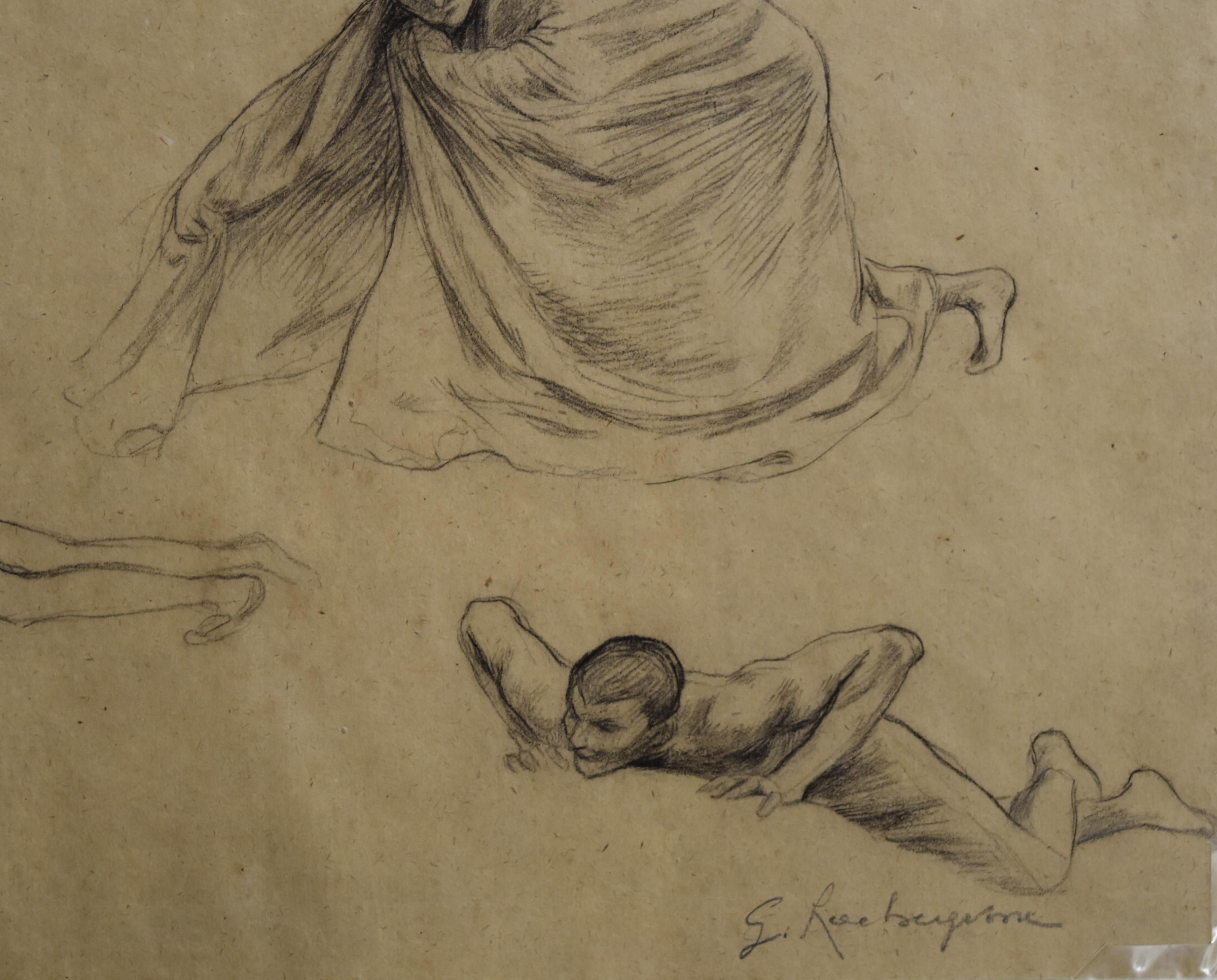 Georges Antoine Rochegrosse  (1859-1938) 
Studies of men, 
Pencil on paper
23 x 41.5 cm
Signed lower right
In good condition
In a modern mount 41 x 52.5 cm

Provenance: Estate of the artist and by Inheritance to the former owner


This drawing was