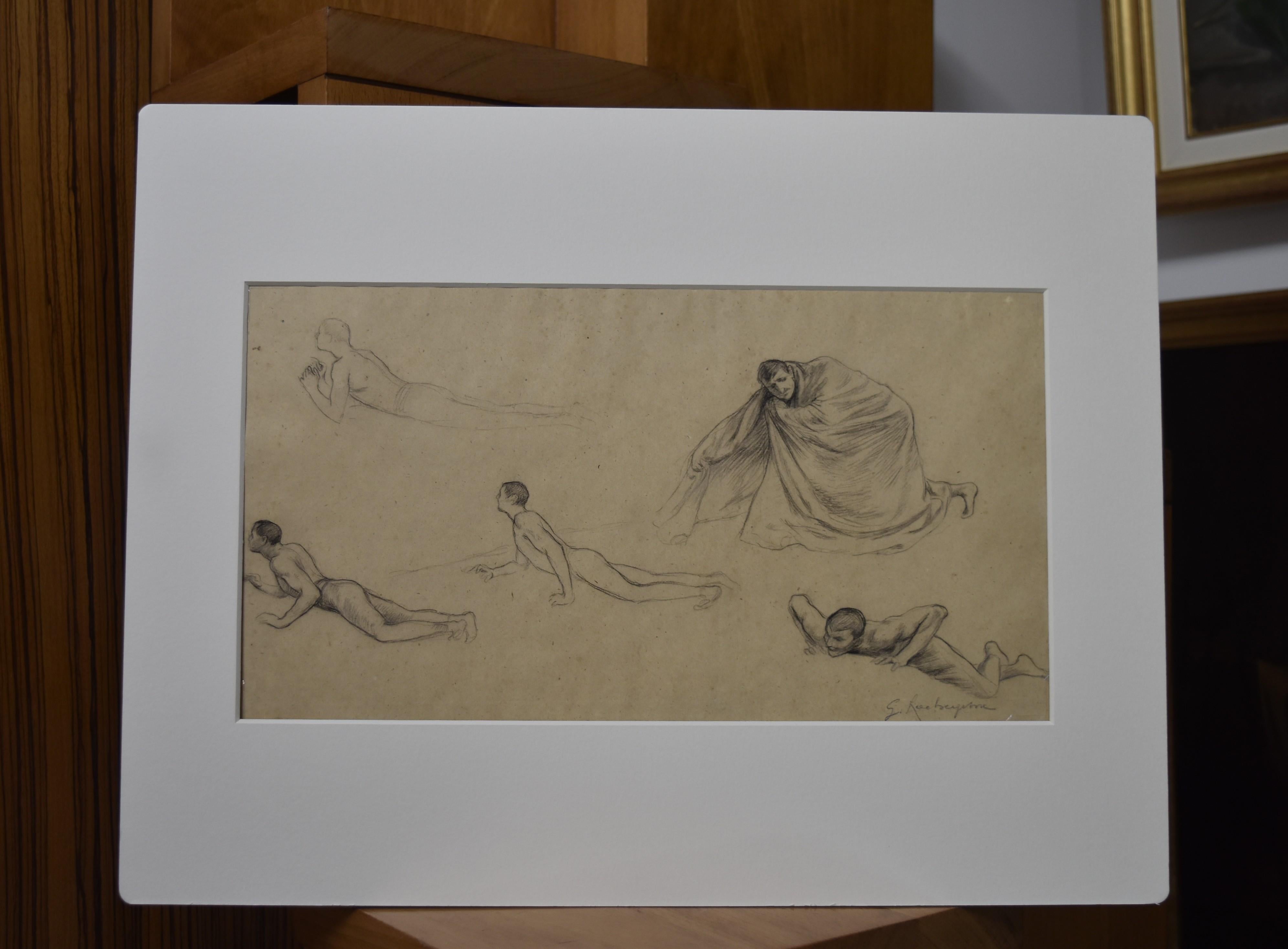 G. A. Rochegrosse (1859-1938) Études d'hommes, dessin original en vente 2