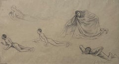 G. A. Rochegrosse (1859-1938) Studies of men, original drawing