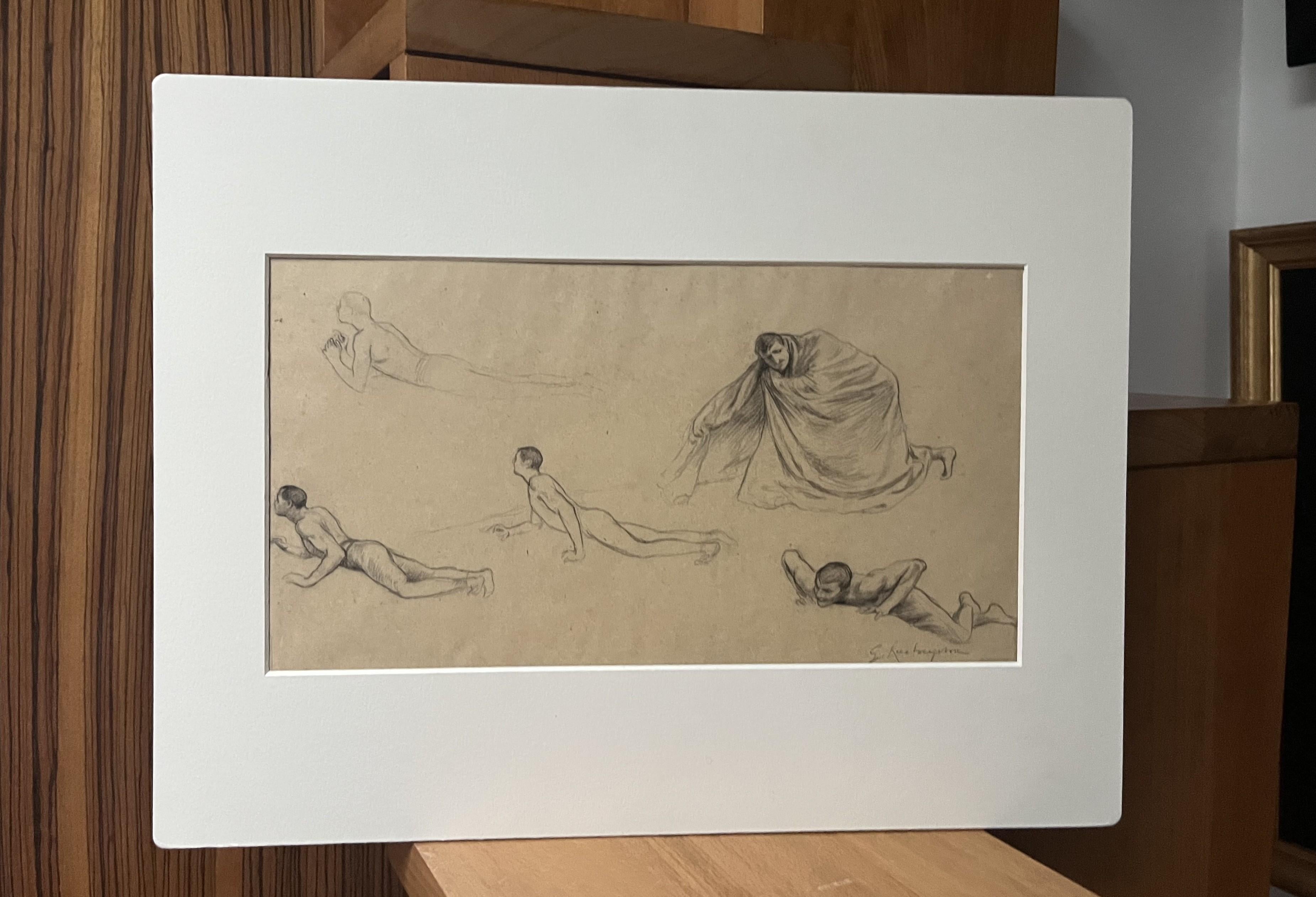 G. A. Rochegrosse (1859-1938) Estudios de hombres, dibujo original en venta 3