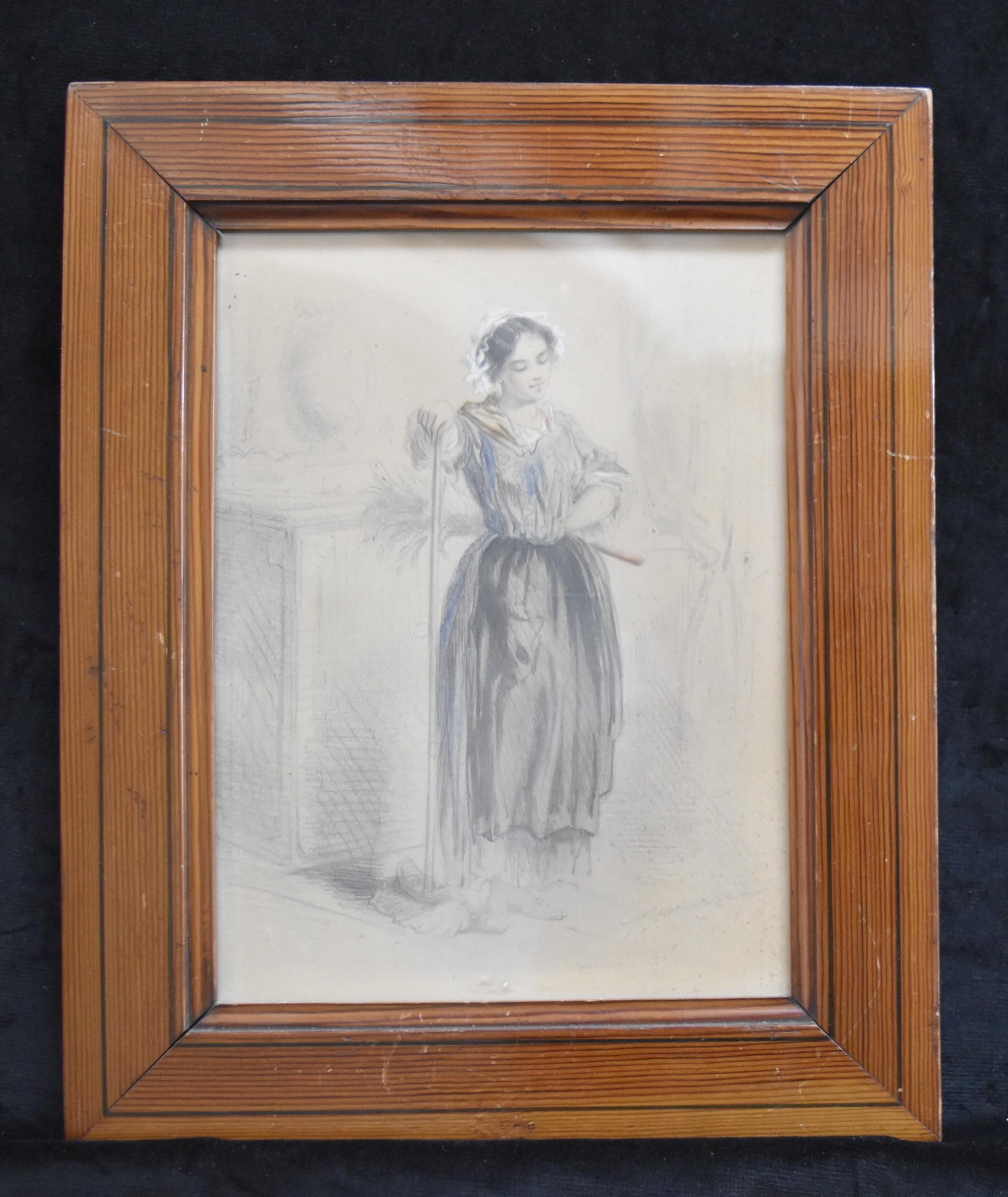 Paul Gavarni (1804-1866) La Soubrette (La serva), acquerello - Art di Paul Gavarni (Guillaume Sulpice Chevalier)