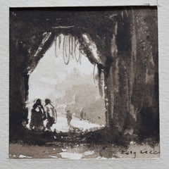 Eugène Cicéri (1813-1890) A fantastic scene, small drawing signed and framed