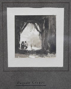 Eugène Cicéri (1813-1890) A fantastic scene, small drawing signed and framed