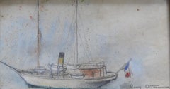 Henri Ottman (1877-1927) , A Yacht,  pastel