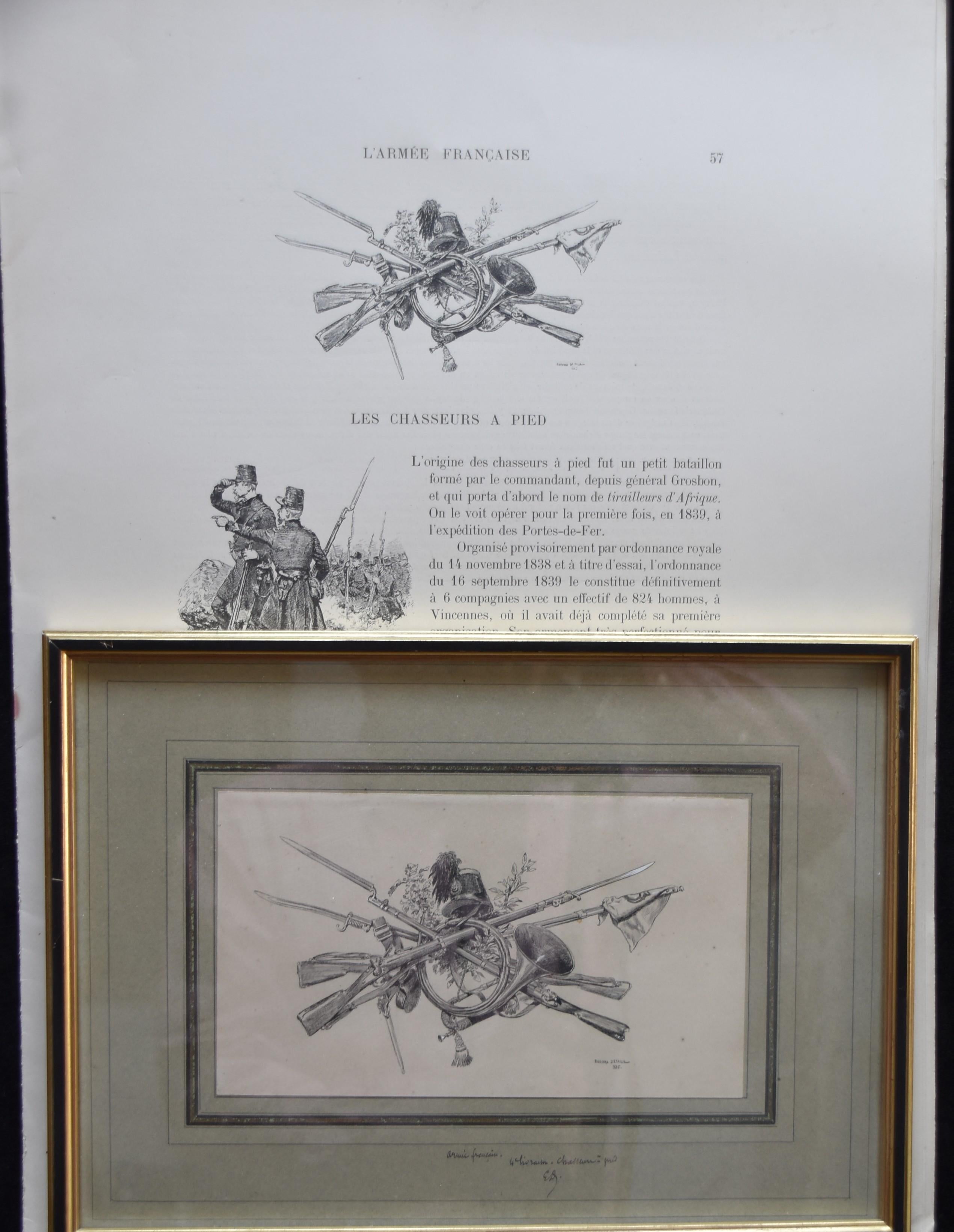 Edouard Detaille (1848 1912), A trophy of arms, original signed Drawing For Sale 1