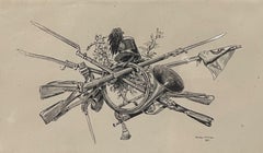 Edouard Detaille (1848 1912), Un trofeo de armas, Dibujo original firmado