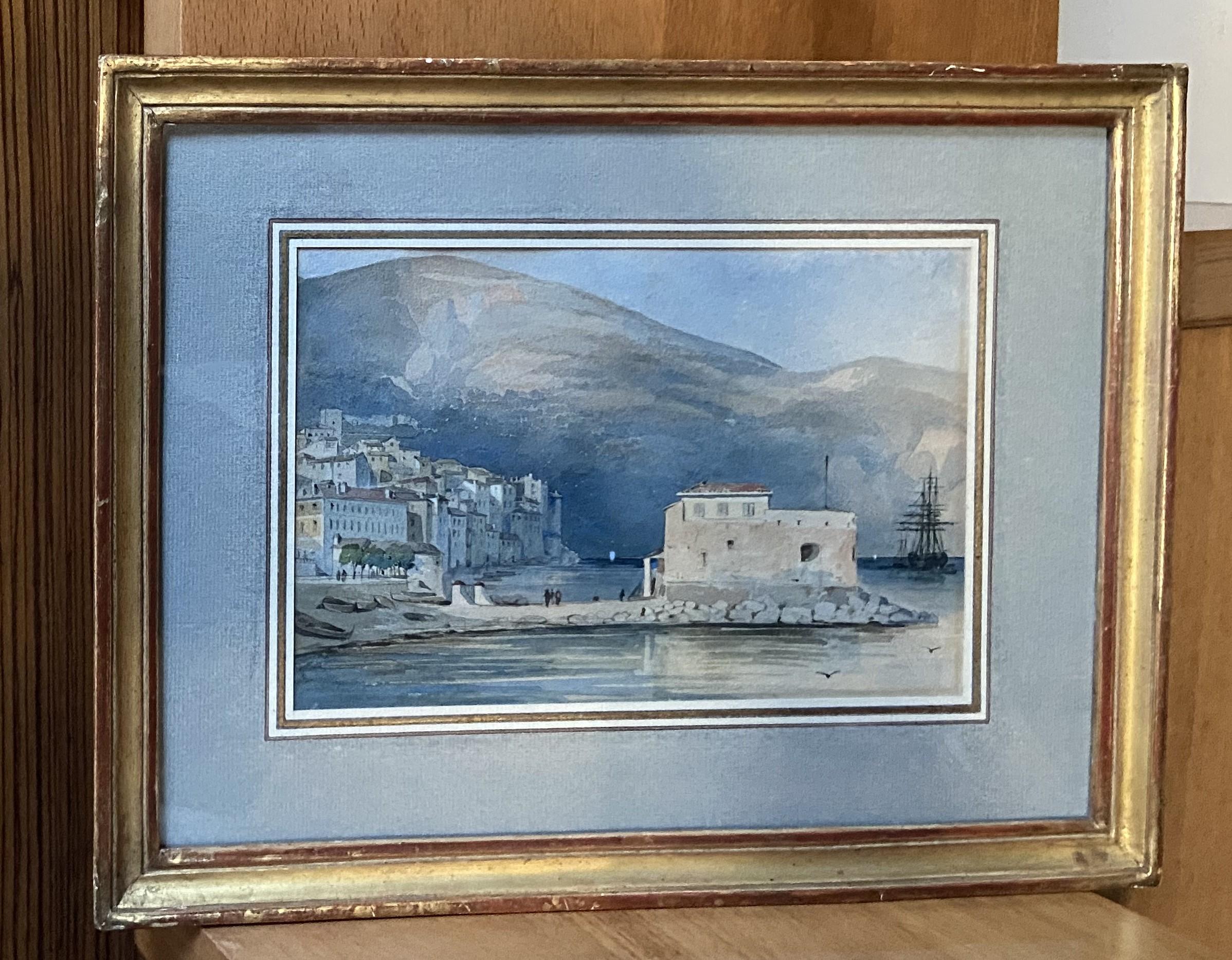 Französische Schule um 1850
Villefranche sur mer, der Hafen 
Aquarell auf Papier
16 x 24 cm
In gutem Zustand
Gerahmt 29 x 38 cm

Dieses sehr schöne Aquarell wurde Jules Coignet (1798-1860) von seinen früheren Besitzern zugeschrieben. Das ist ein
