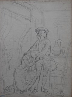 Achille Devéria (1800-1857) Allez au diable, la fille est à moi Dibujo original