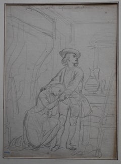 Achille Devéria (1800-1857) Allez au diable, la fille est à moi Original Drawing