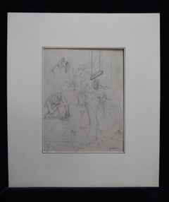 Achille Devéria (1800-1857) A galant scene Original Drawing
