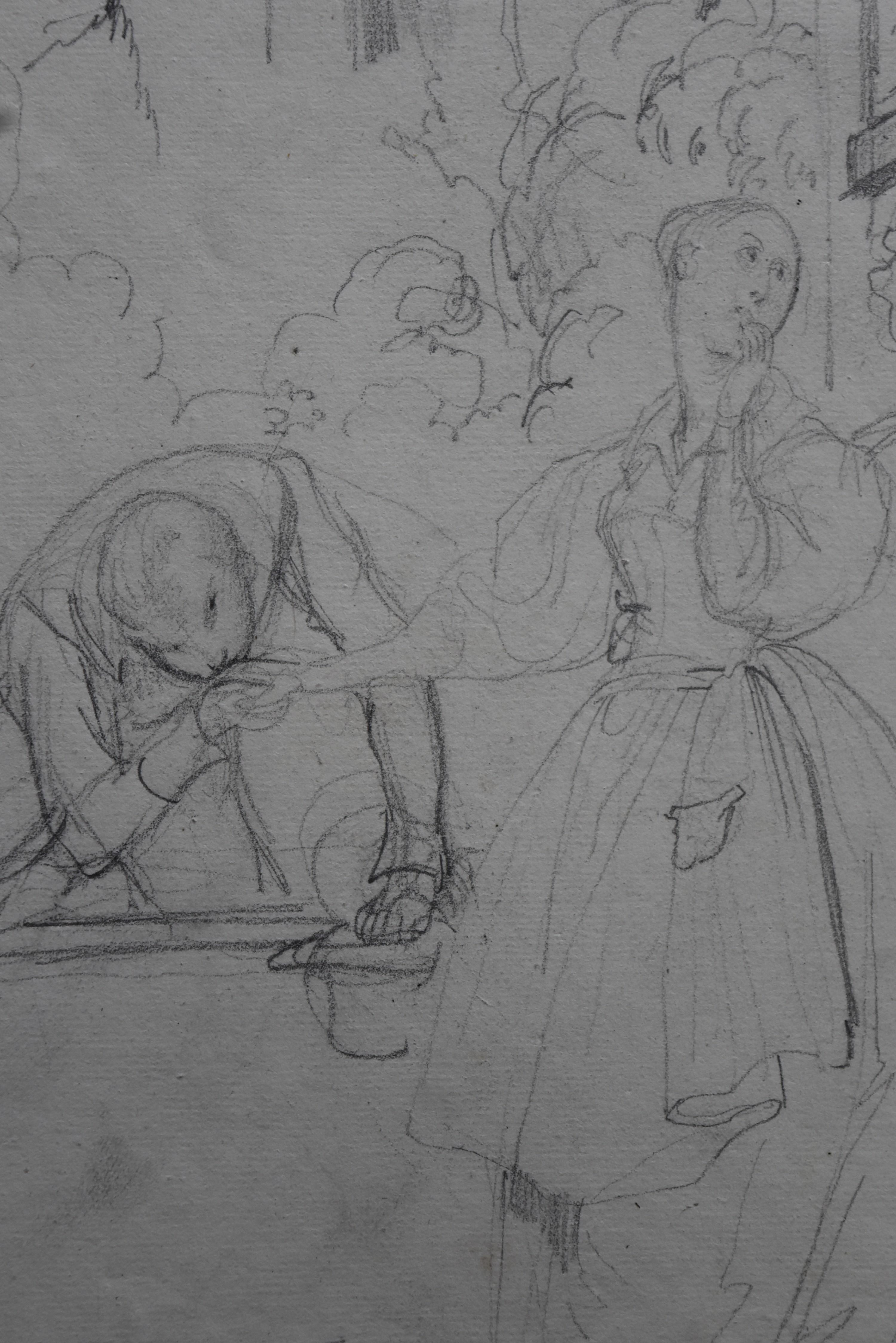 Achille Devéria (1800-1857) A galant scene Original Drawing For Sale 1
