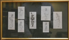 Edouard Detaille (1848 1912), Soldiers studies, seven drawings in the same frame