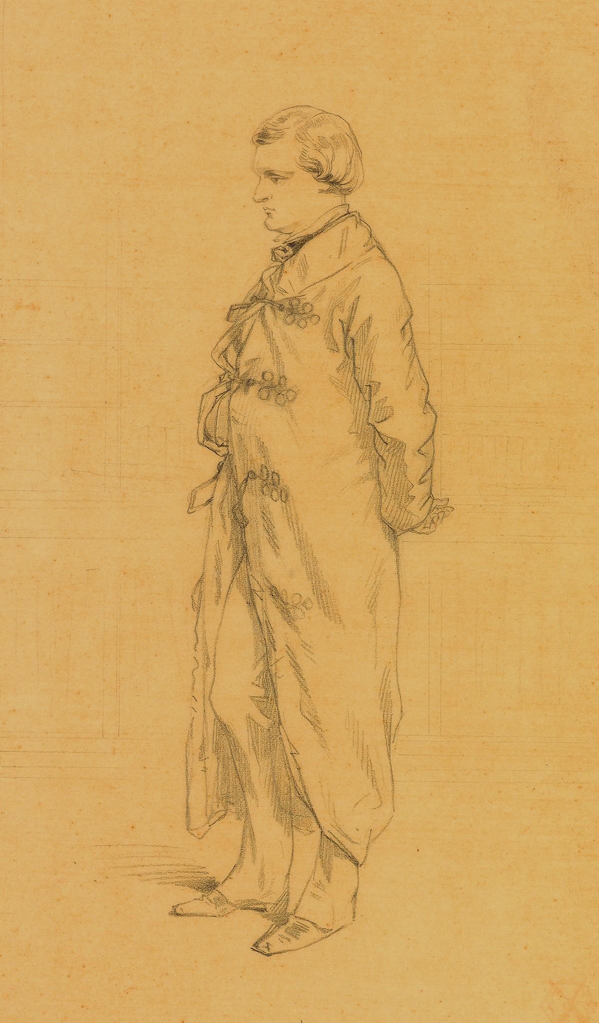 Paul Gavarni (1804-1866) Portrait of Henri Monnier, original drawing - Art by Paul Gavarni (Guillaume Sulpice Chevalier)