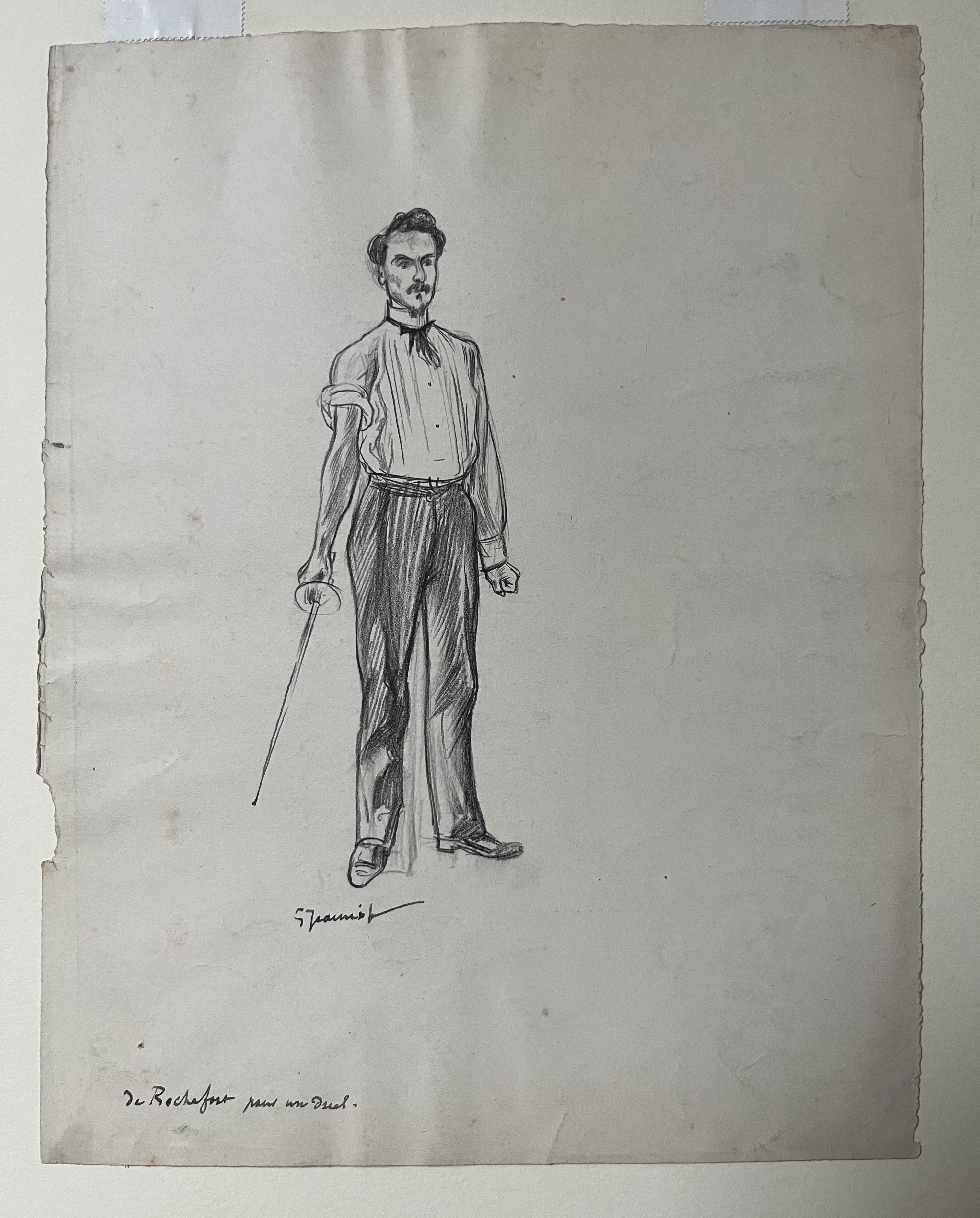 Pierre-Georges Jeanniot (1848-1934), Henri Rochefort para un duelo, dibujo - Art de Pierre Georges Jeanniot