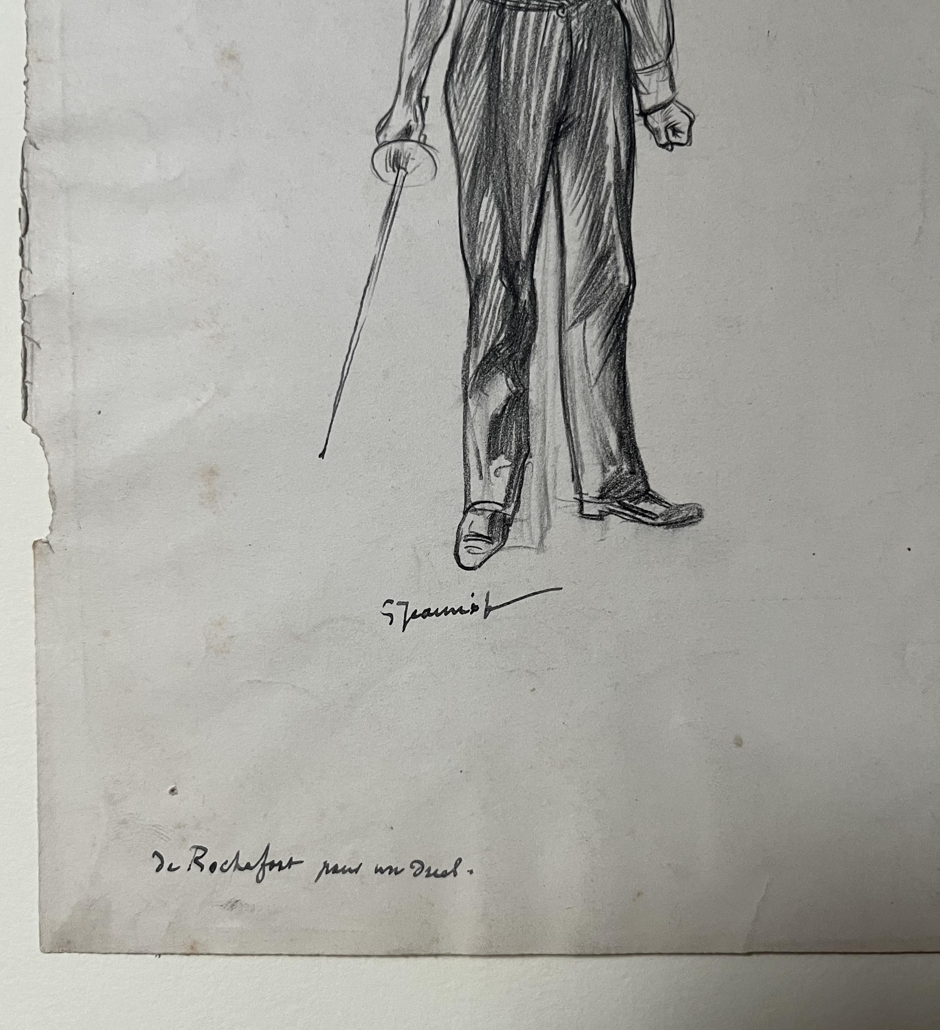 Pierre-Georges Jeanniot (1848-1934), Henri Rochefort para un duelo, dibujo en venta 1