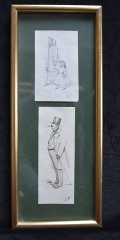 Edouard Detaille (1848 1912), A bourgeois and a nanny, two framed drawings