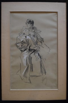 Jules Cheret (1836-1932) An elegant woman, original signed drawing