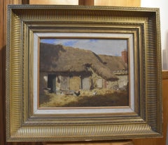 Alexandre Defaux (1826-1900) A Cottage yard, signed oil on panel