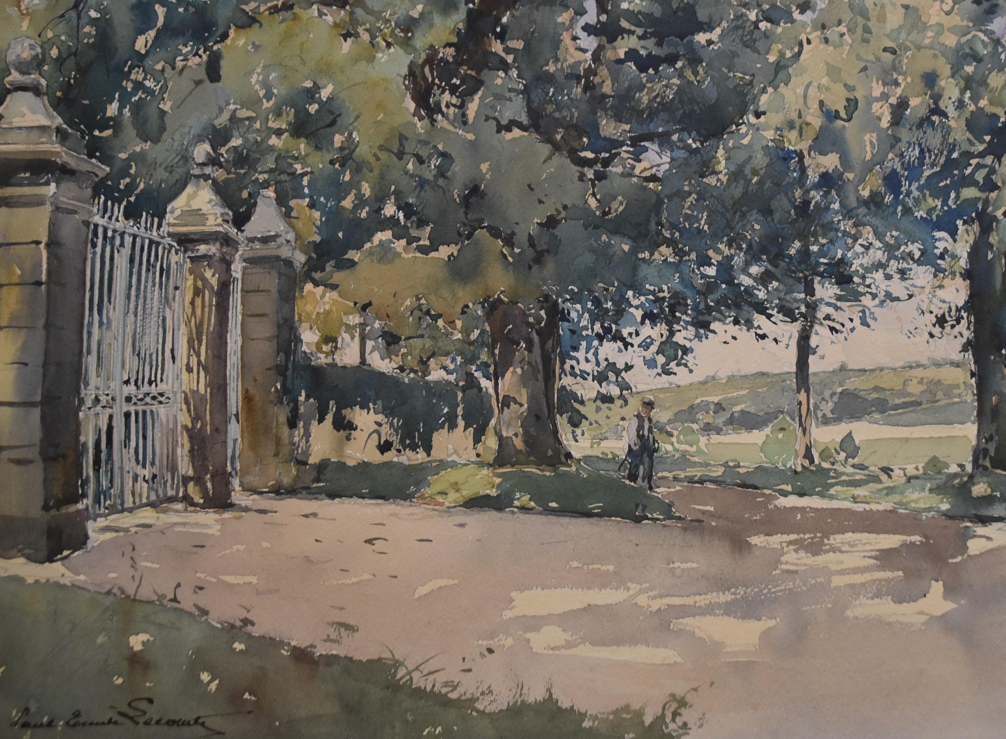 Paul Emile Lecomte (1877-1950)  La Grille (La grille), aquarelle signée en vente 2