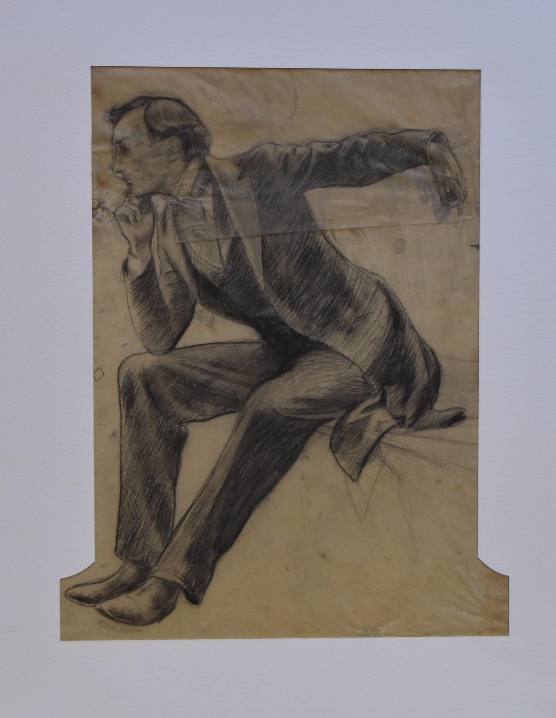 G A  Rochegrosse (1859-1938)  Étude pour l'Exposition Internationale de Paris 1900 - Gris Portrait par Georges Antoine Rochegrosse