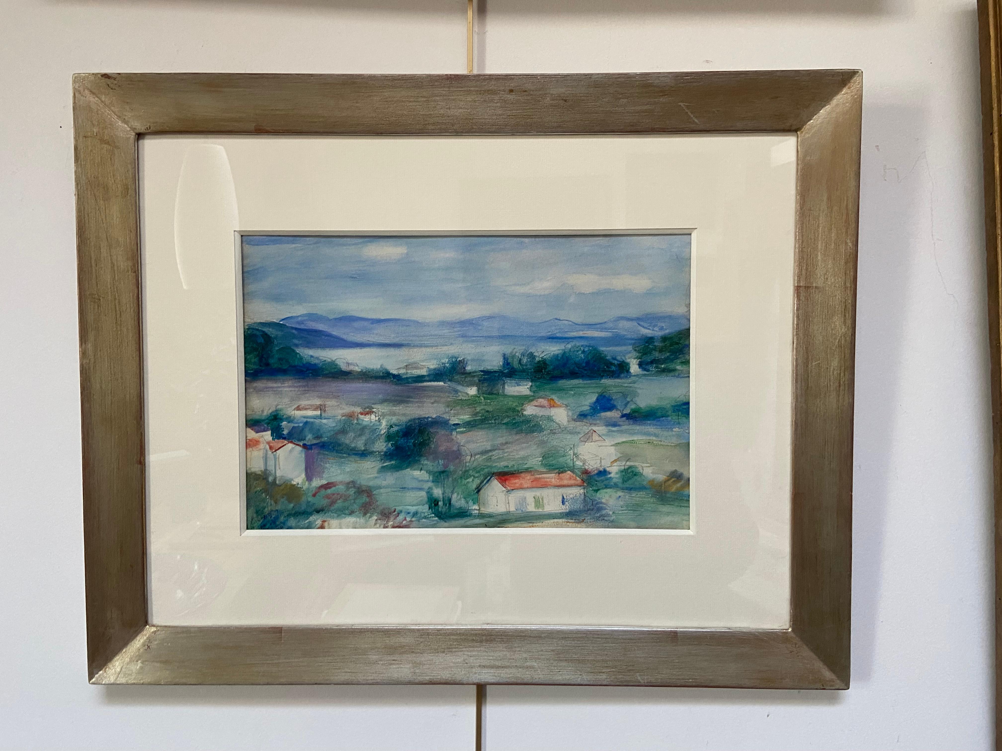 Attributed to Henry Ottmann (1877-1927) A Provence landscape, watercolor - Post-Impressionist Art by Henri Ottmann