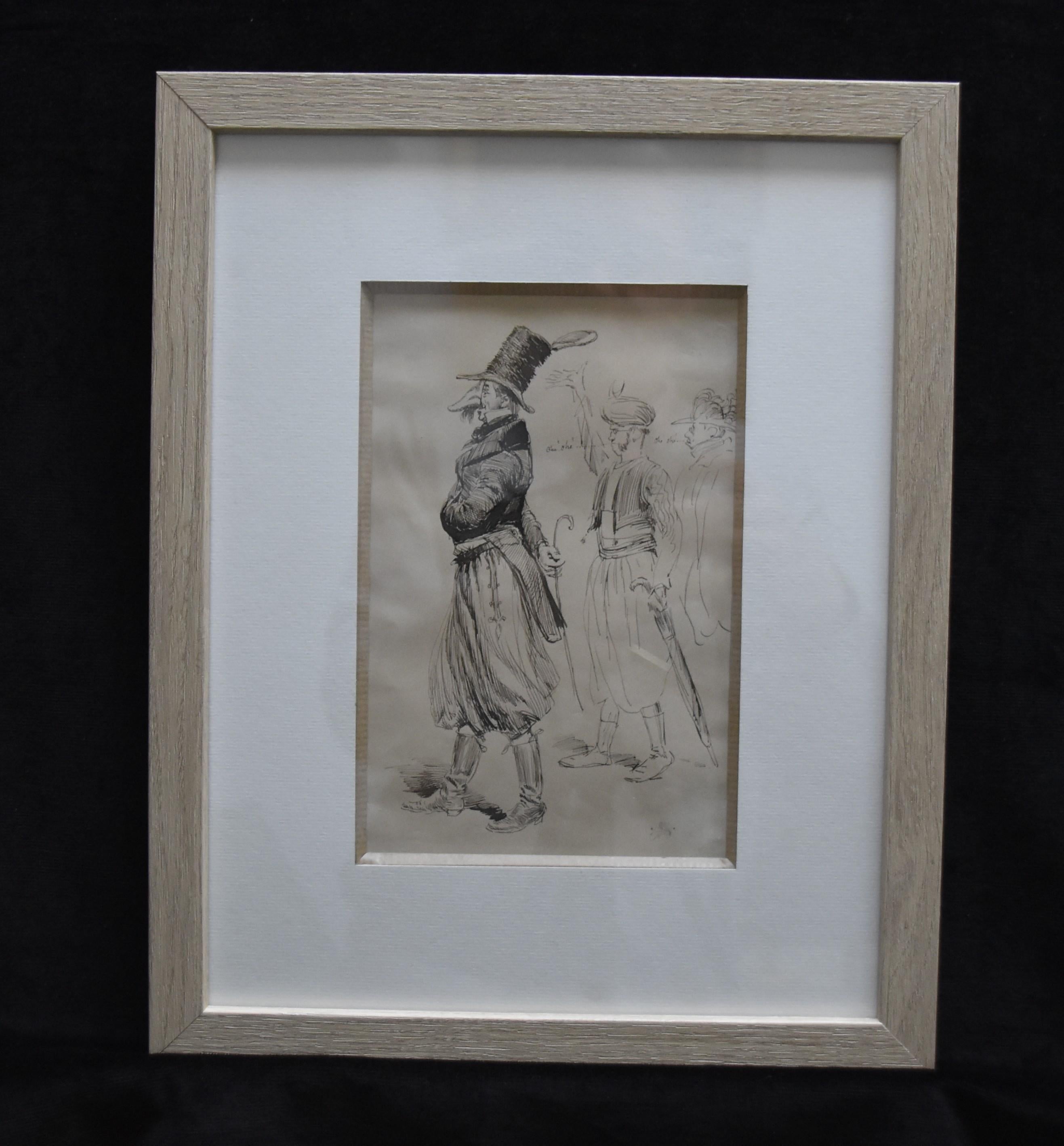 Edouard Detaille (1848 1912), A Carnival character, original signed Drawing - Art by Jean Baptiste Édouard Detaille