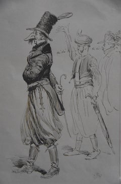 Edouard Detaille (1848 1912), Un personaje de Carnaval, Dibujo original firmado