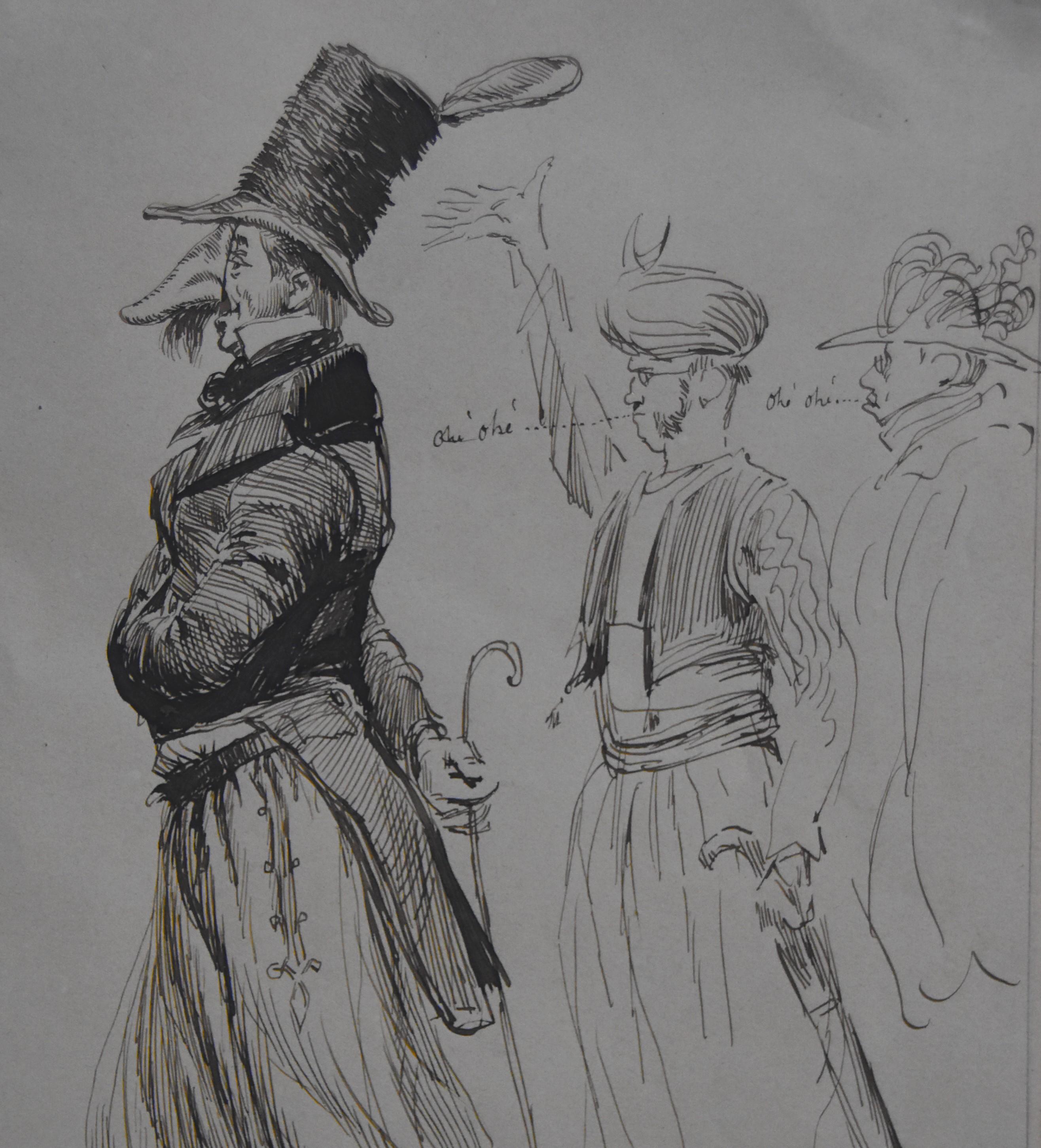Edouard Detaille (1848 1912), A Carnival character, original signed Drawing - Gray Portrait by Jean Baptiste Édouard Detaille