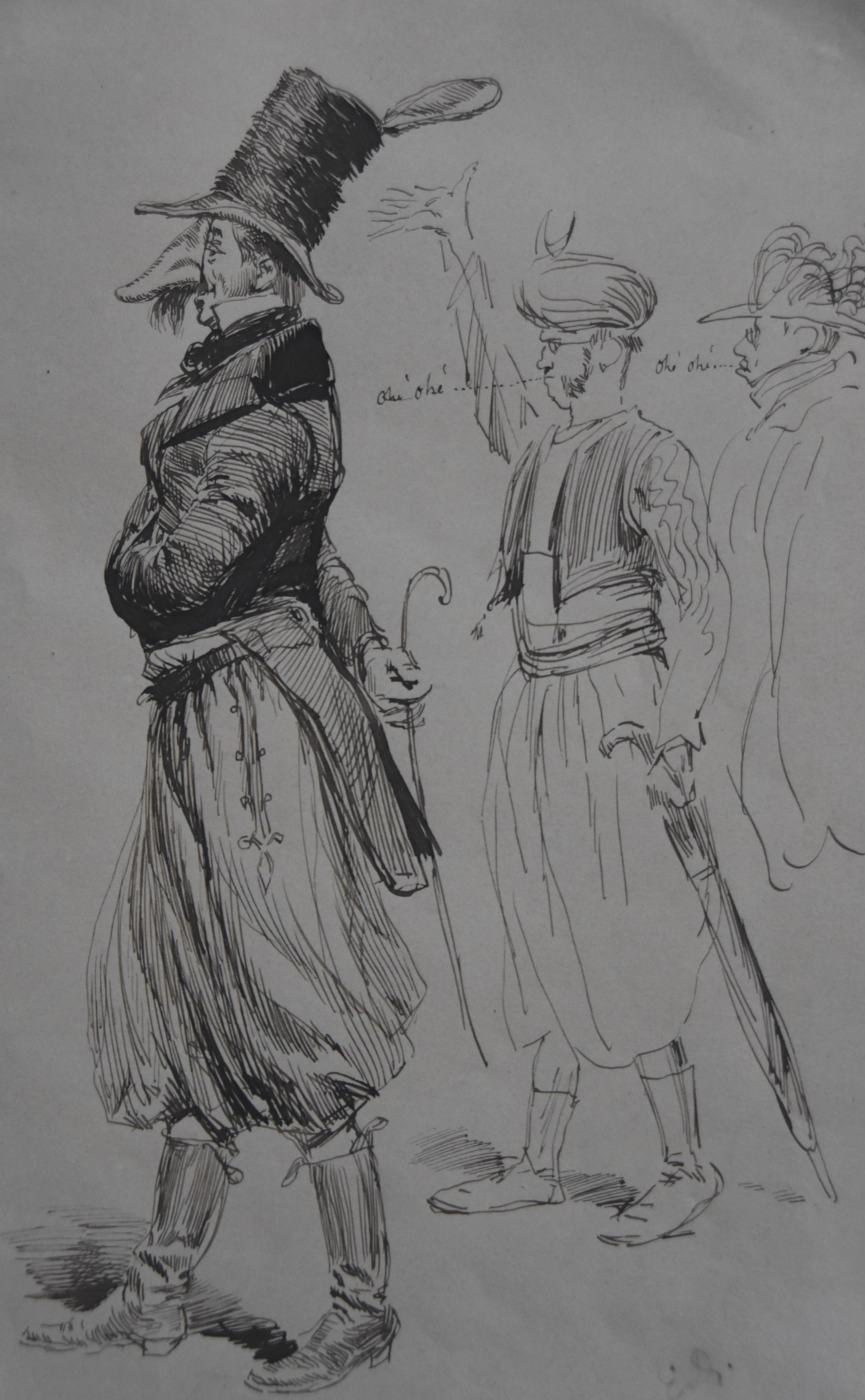 Edouard Detaille (1848 1912), A Carnival character, original signed Drawing For Sale 1