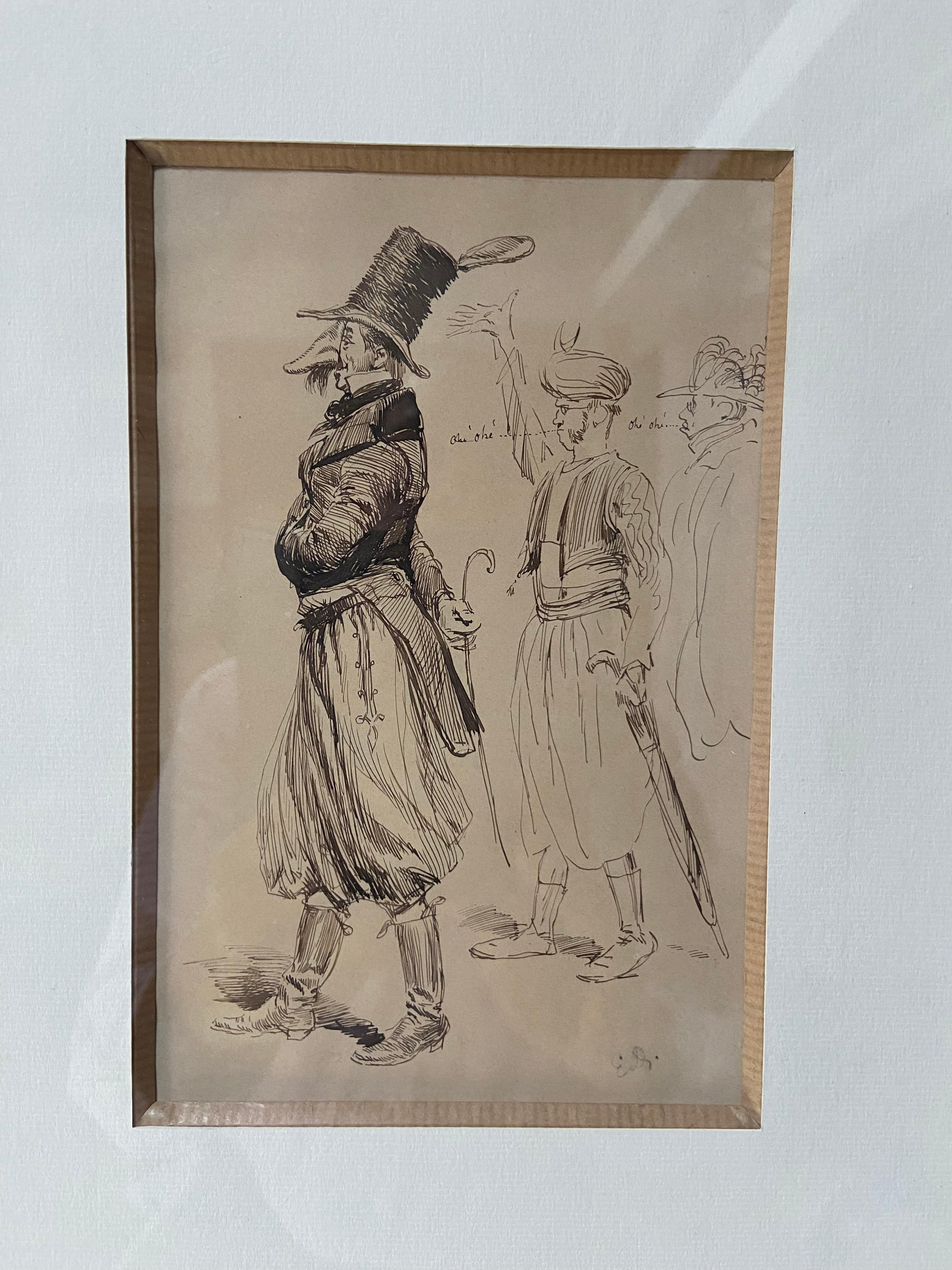 Edouard Detaille (1848 1912), A Carnival character, original signed Drawing - Academic Art by Jean Baptiste Édouard Detaille