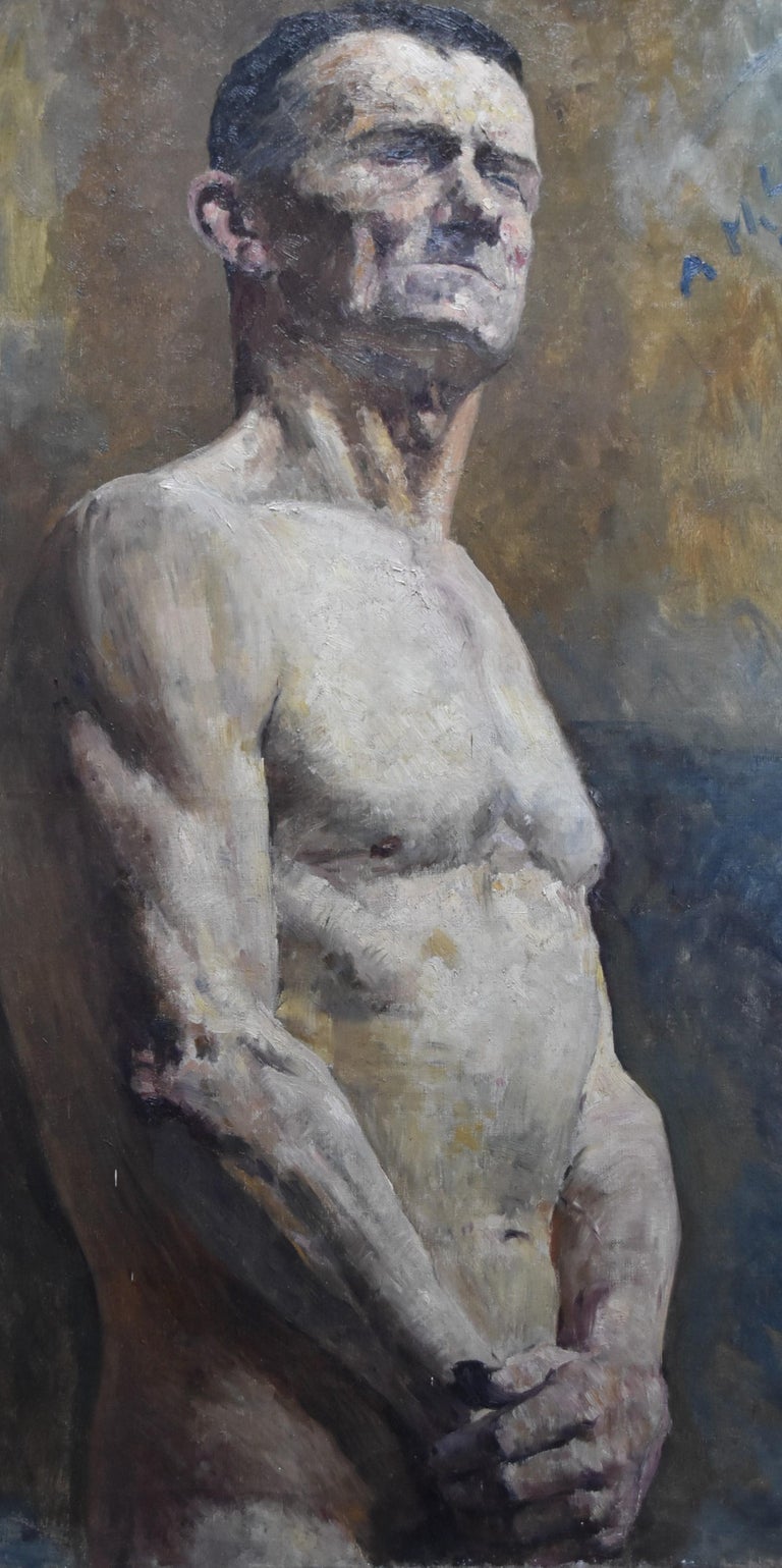 Alfred Marie Le Petit (1876-1953) Académie, a man half naked 1925, oil on canvas For Sale 4