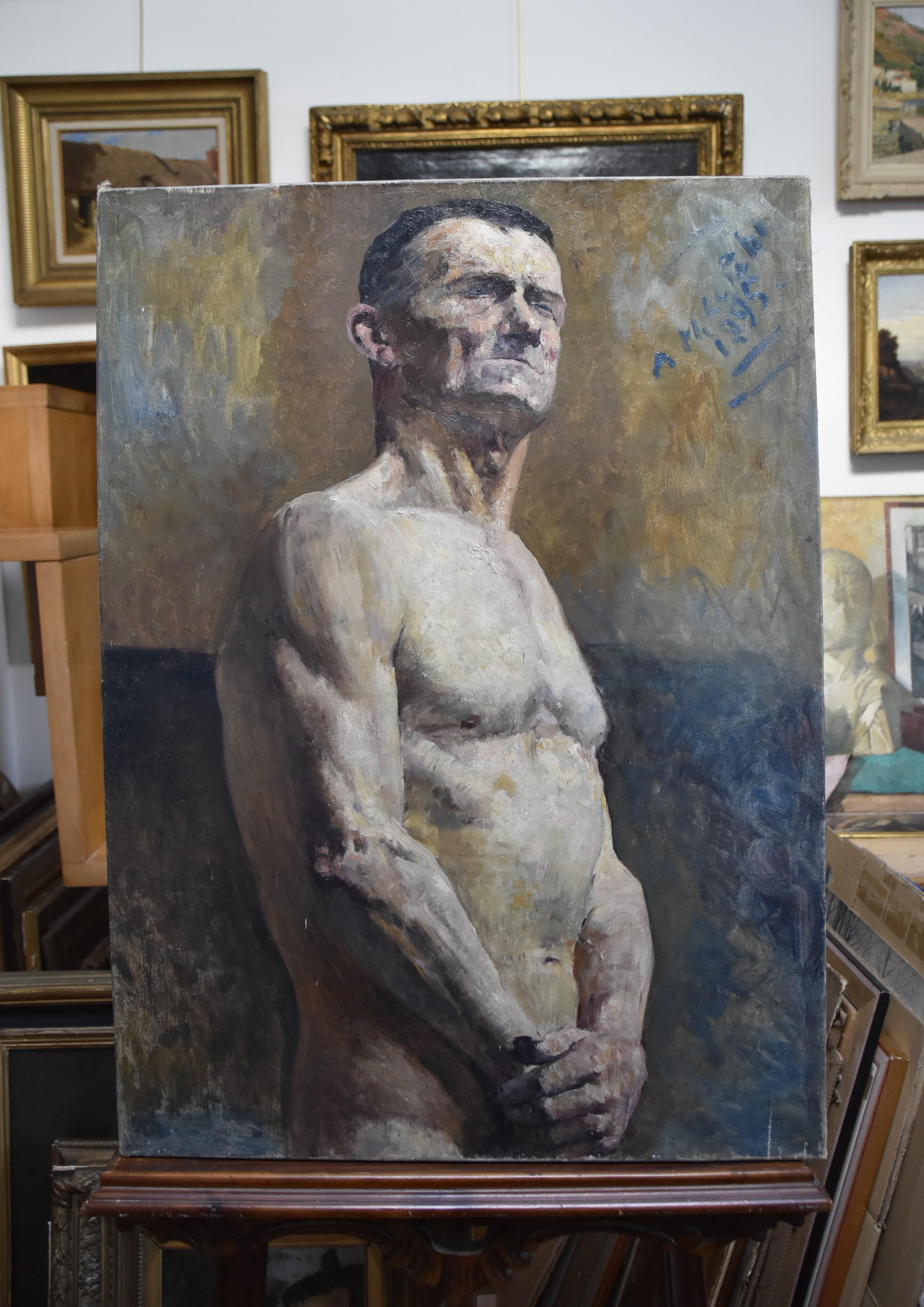 Alfred Marie Le Petit (1876-1953) Académie, a man half naked 1925, oil on canvas 2