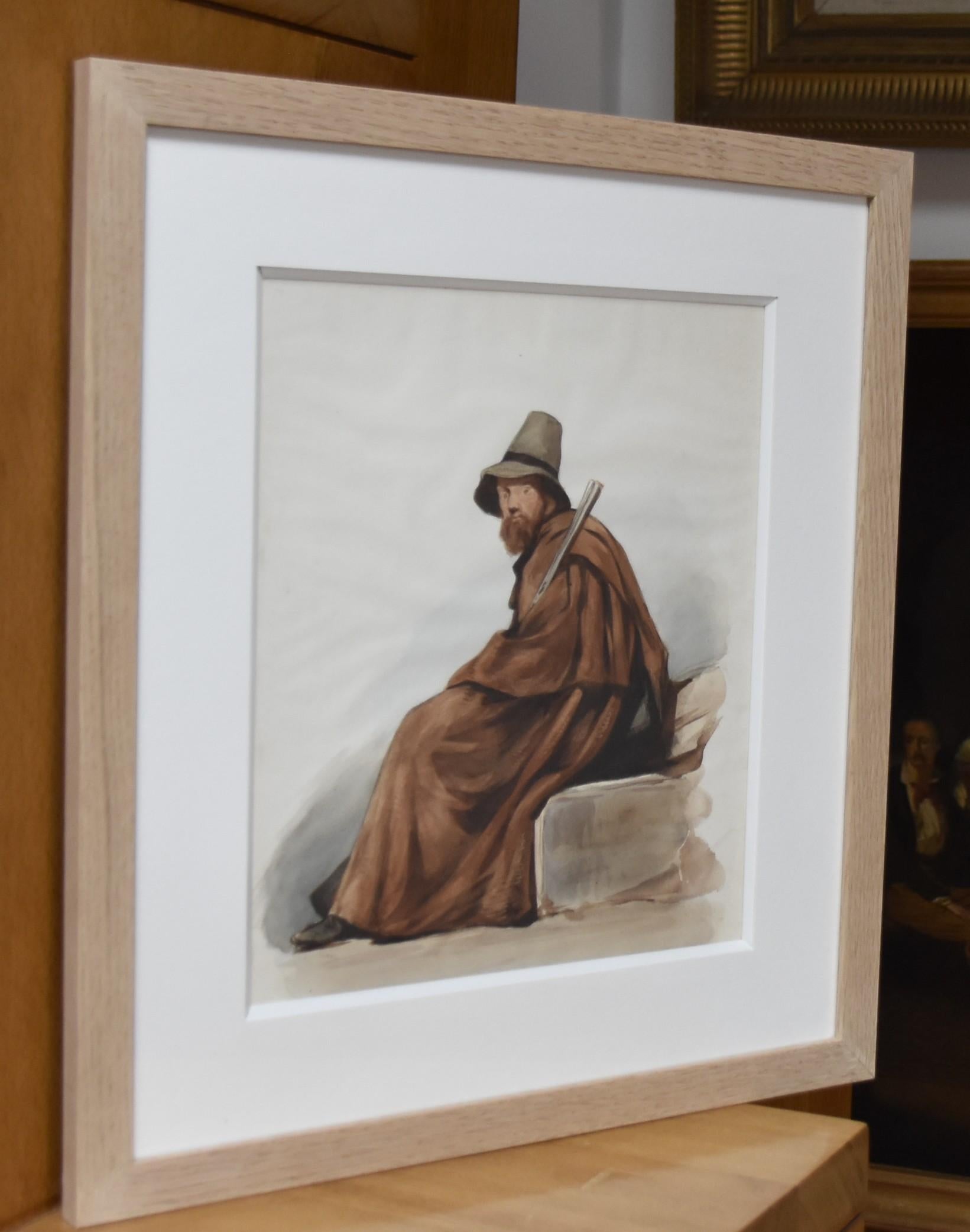 French school 19th century, An italian bandit, 1864, watercolor For Sale 1