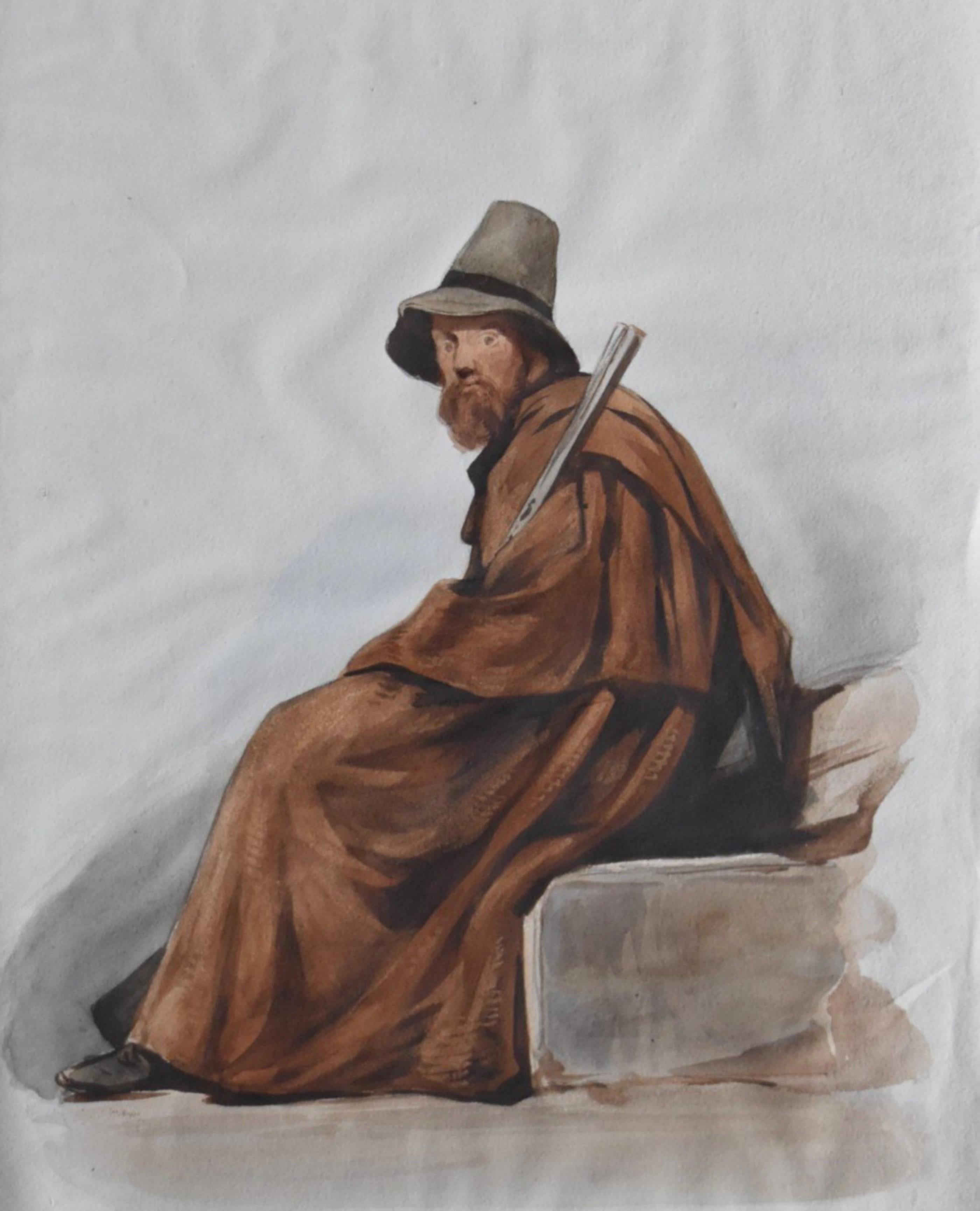 Scuola francese del XIX secolo, Un bandito italiano, 1864, acquerello