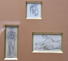 Charles Lhuillier (1824-1898) Studies of a head, a sailor and a hand, 3 drawings