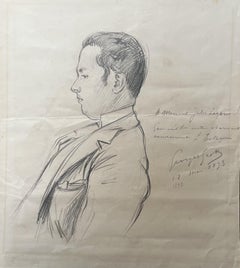 Georges Scott (1873-1943) Portrait of Jules Lagorio 1893, signed drawing