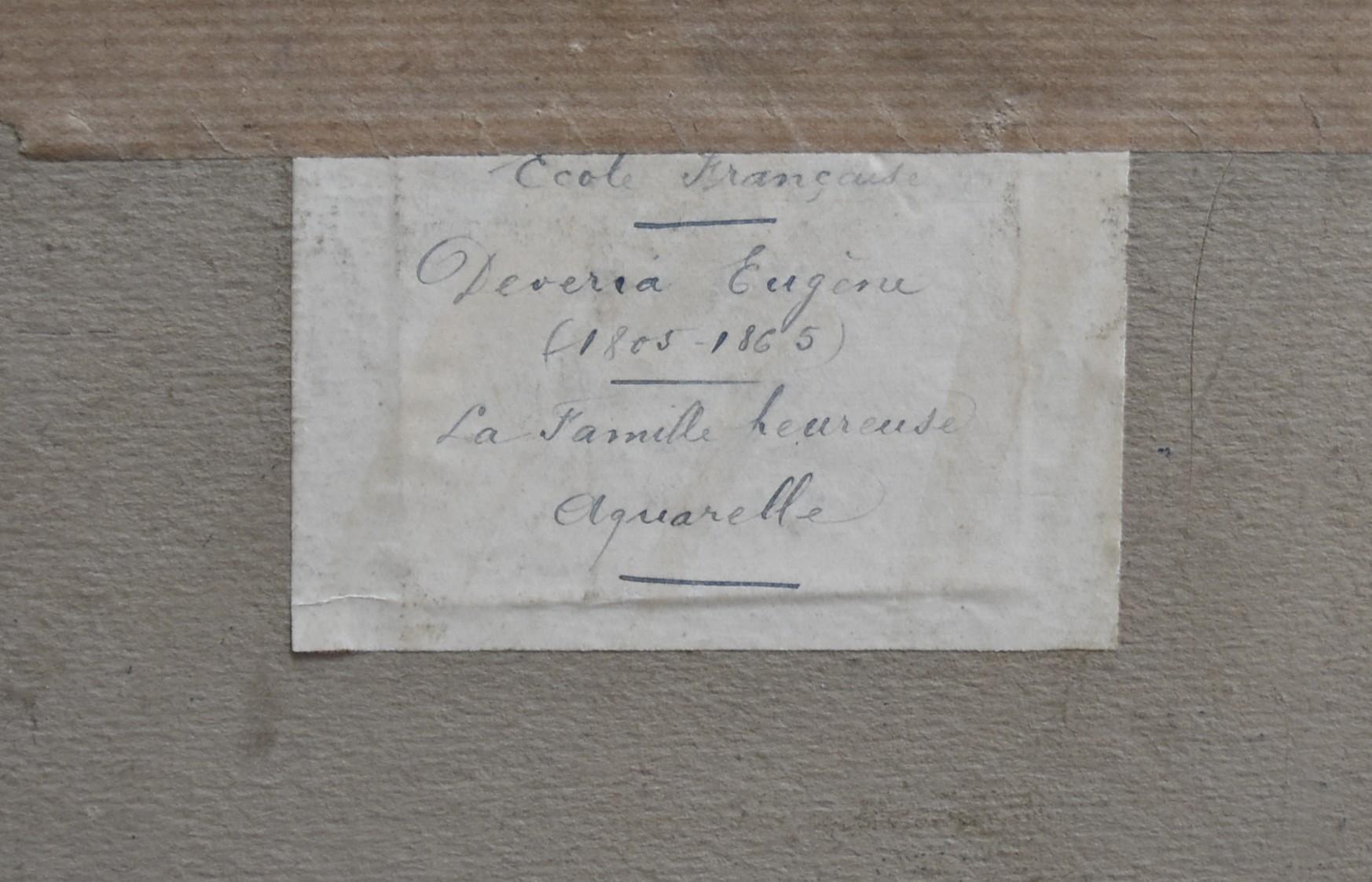 Eugène Devéria (1805-1865) zugeschrieben La famille heureuse, Aquarell im Angebot 3