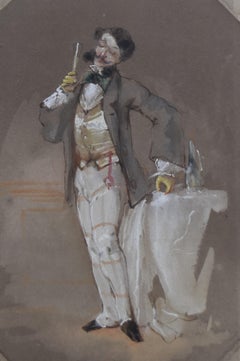 Portrait d'une danseuse de l'école française du XIXe siècle, aquarelle sur papier