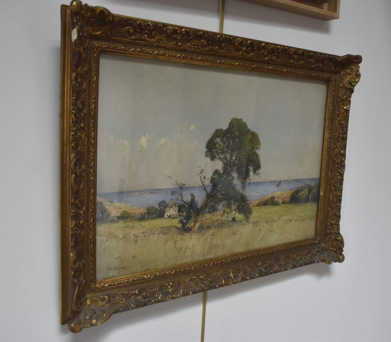Paul Lecomte (1842-1920)  A Brittany landscape, signed watercolor For Sale 5