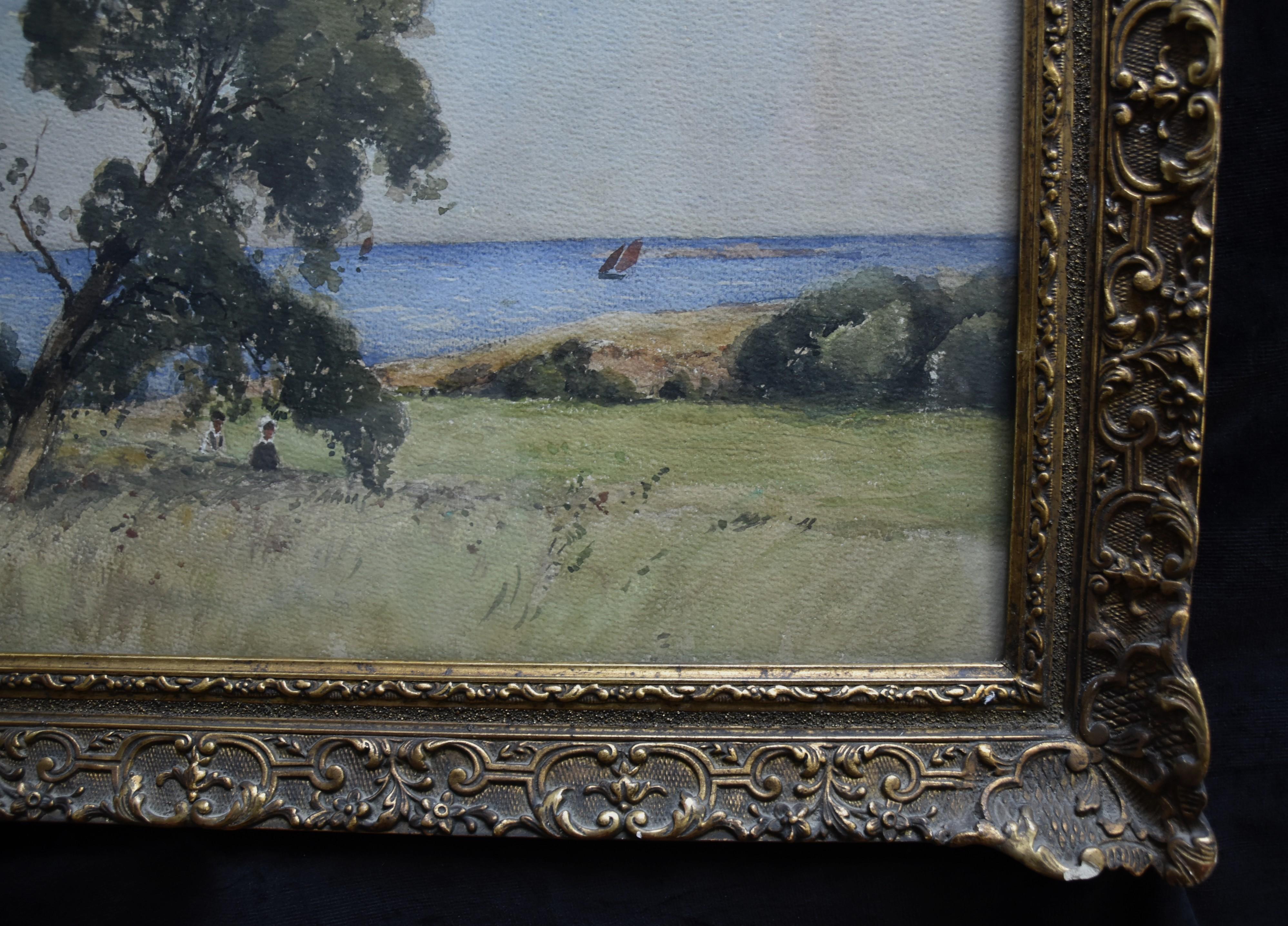 Paul Lecomte (1842-1920)  A Brittany landscape, signed watercolor 4