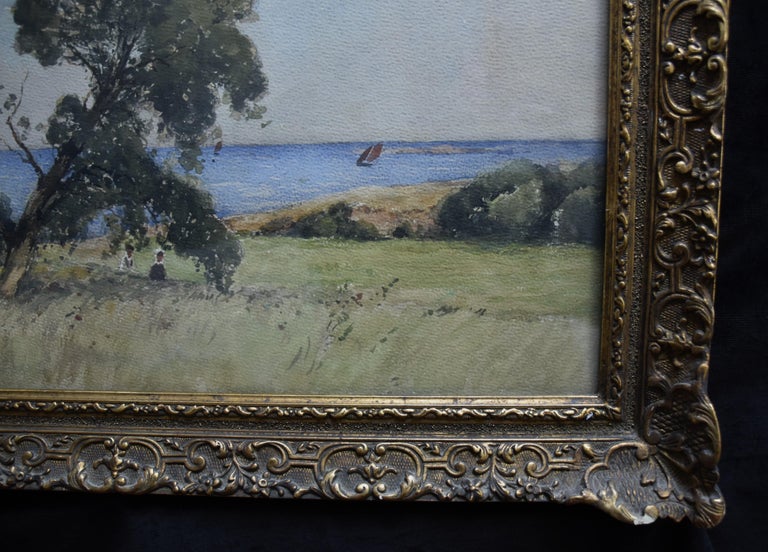 Paul Lecomte (1842-1920)  A Brittany landscape, signed watercolor For Sale 2