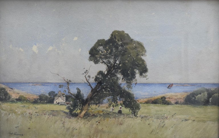 Paul Lecomte (1842-1920)  A Brittany landscape, signed watercolor - Art by Paul Lecomte