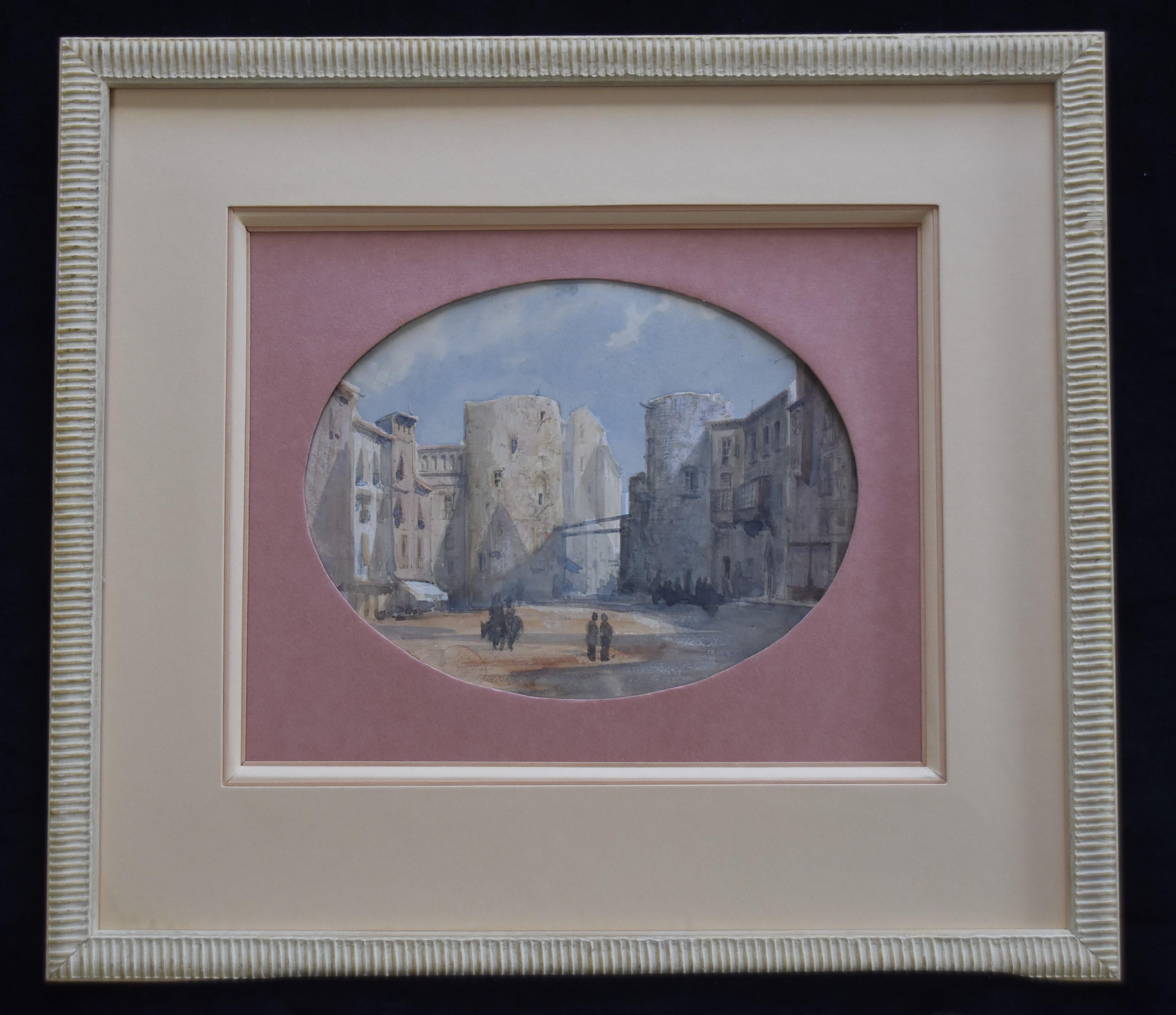 Henri Louis Scott (1846-1884) View of a square, watercolor 5