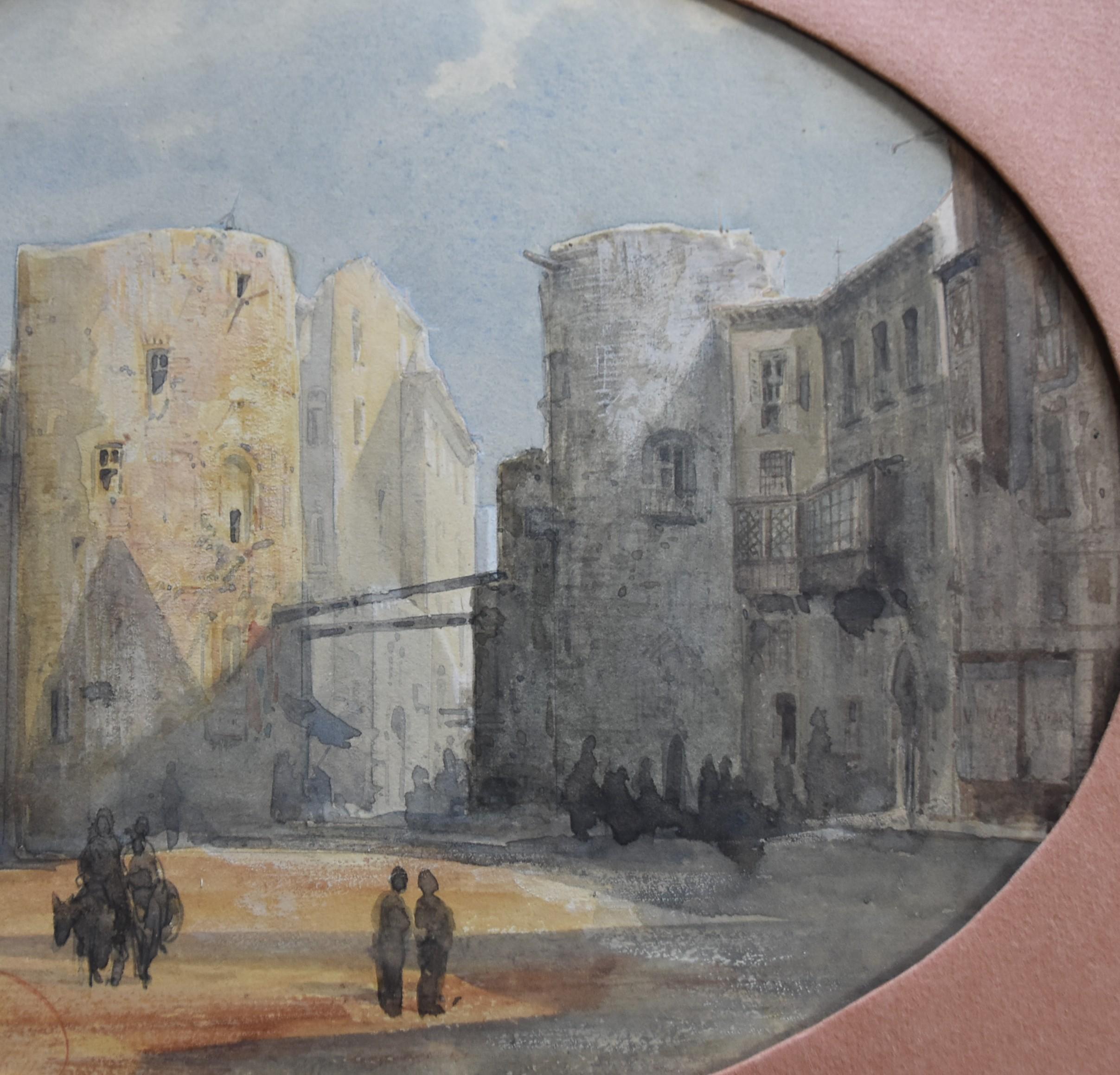 Henri Louis Scott (1846-1884) View of a square, watercolor 2