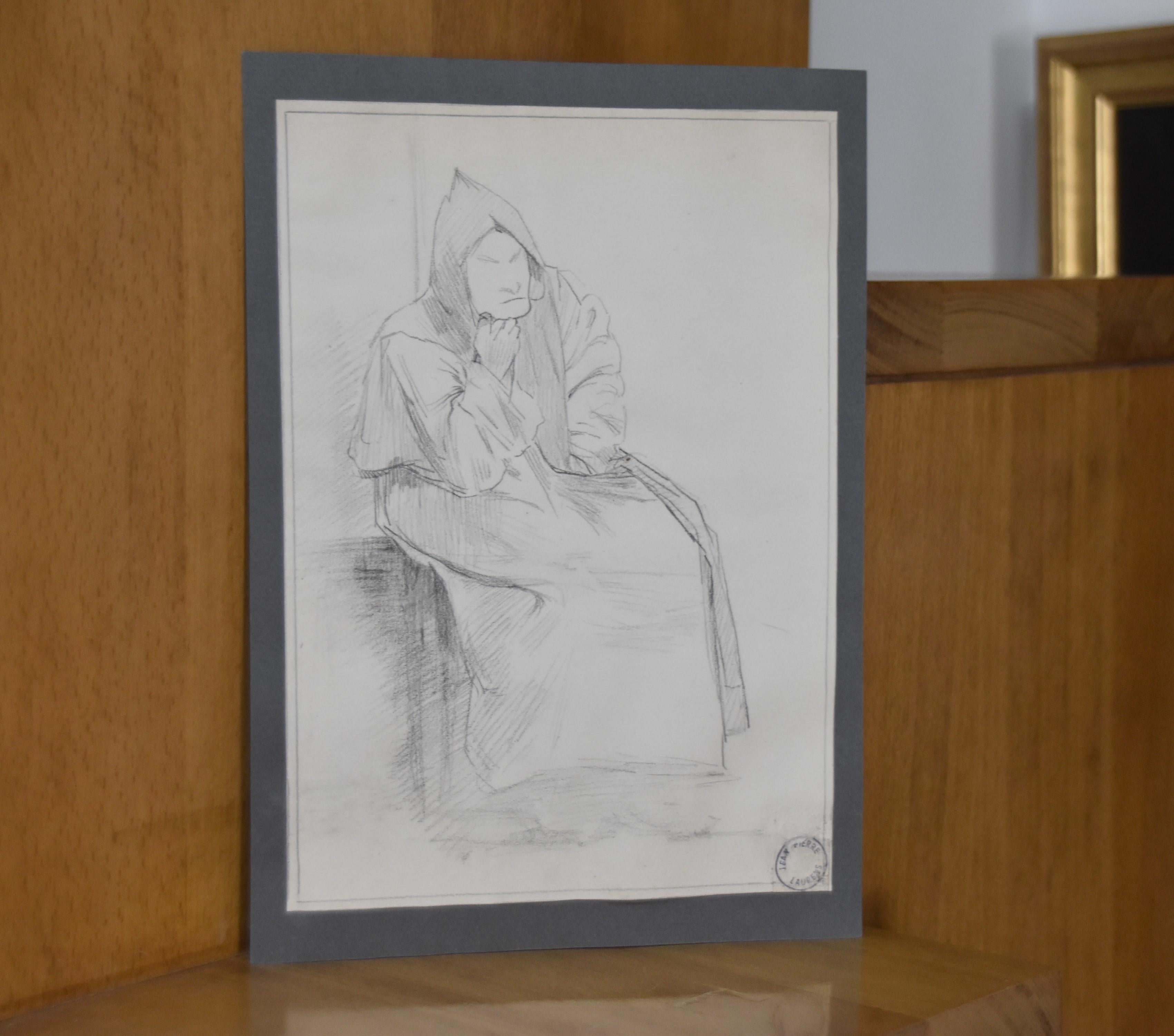 Jean-Pierre Laurens (1875-1932) A monk, study, original drawing 2
