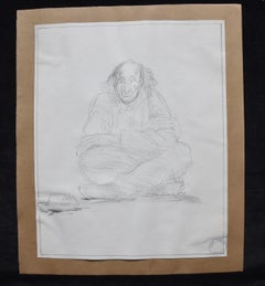 Jean-Pierre Laurens (1875-1932) Study of a sitting beggar, original drawing