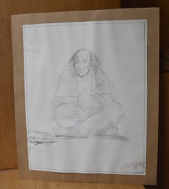 Jean-Pierre Laurens (1875-1932) Study of a sitting beggar, original drawing