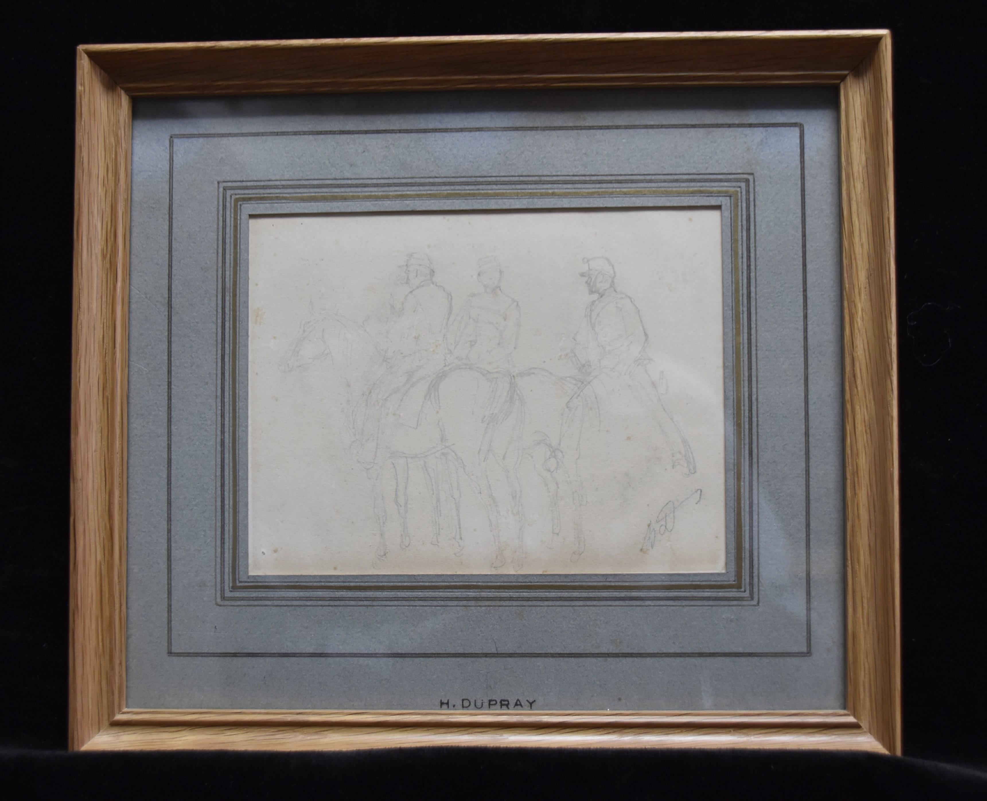 Henri-Louis Dupray (1841-1909) Studies of military horsemen, two signed drawings - Romantic Art by Henry Louis Dupray 