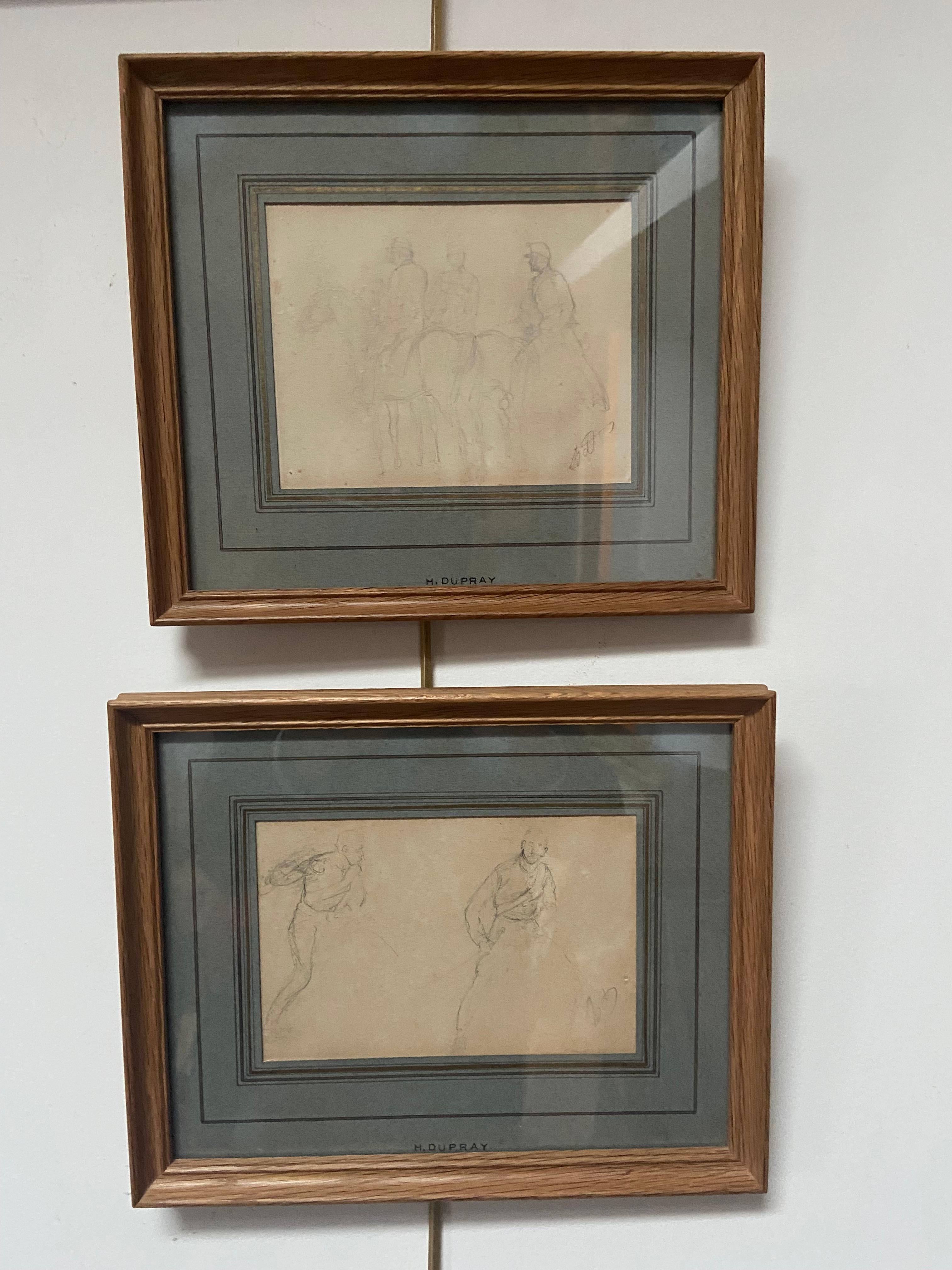 Henri-Louis Dupray (1841-1909) Études de chevaux militaires, deux dessins signés en vente 3